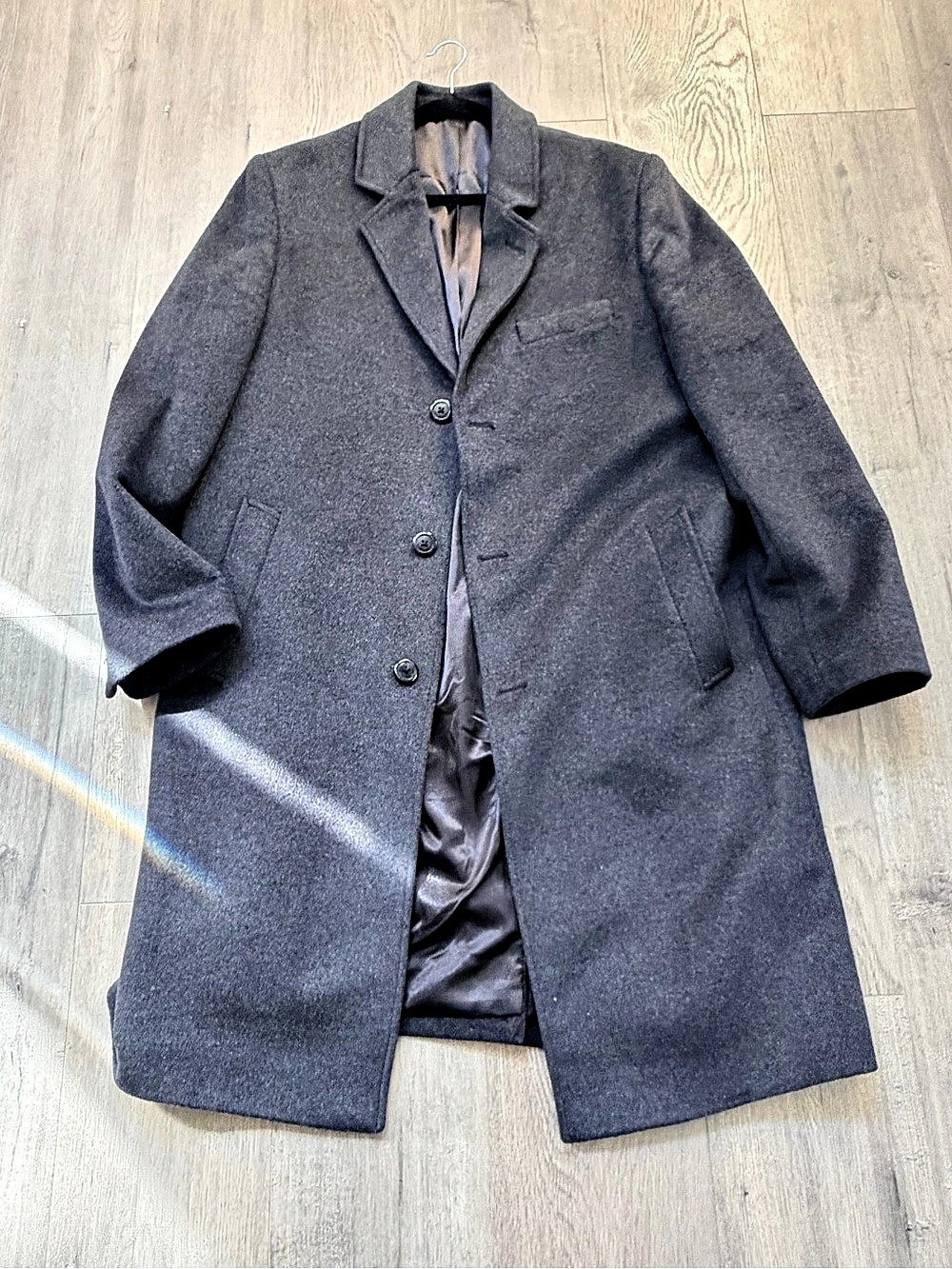 London Fog Signature Men's Gray Wool-Blend Overcoat 44L